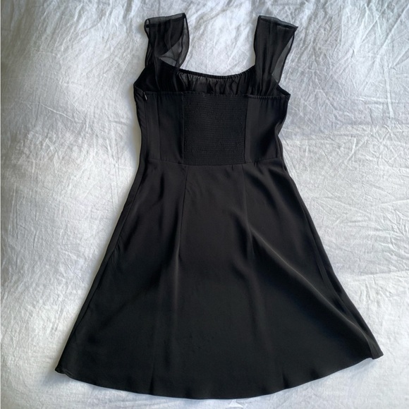 Realisation Par Lea Silk Sheer Cap Sleeve A Line Mini Dress Black - Picture 9 of 11